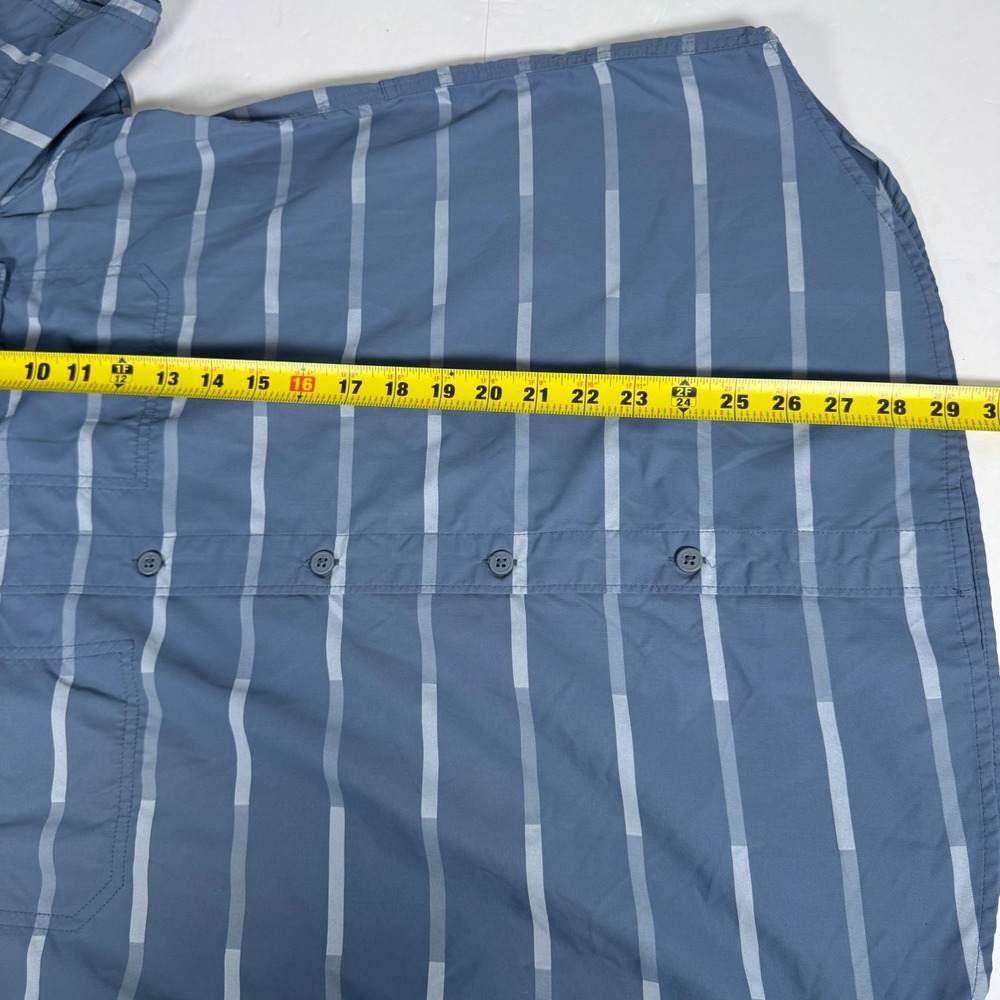 Columbia Button Down Shirt Mens Large Blue Striped Omni-Shade Short Sleeve - Picture 8 of 8
